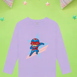 NUSYL Boys Purple Printed Applique T-shirt-image-8