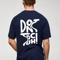 MISCHIEF MONKEY Men Typography Printed Pure Cotton Applique T-shirt image 1