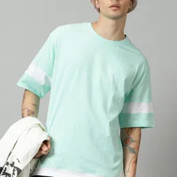 THE HOLLANDER Drop-Shoulder Sleeves Oversized Fit Cotton T-Shirt-image-2
