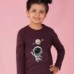 NUSYL Girls Space Printed Round Neck T-Shirt-image-75