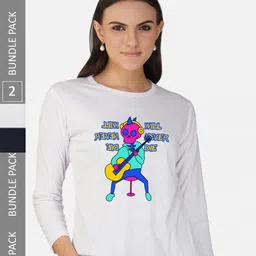 CHOZI Pack Of 2 Typographic Printed Long Sleeves Cotton T-shirt-picture-17