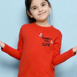 NUSYL Girls Red Typography T-shirt-image-9