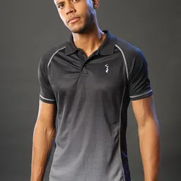 Campus Sutra Men Black Mandarin Collar Dri-FIT Pockets Outdoor T-shirt-picture-13