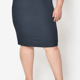 wild U Women Blue Self-Design Slim-Fit Pencil Formal Plus Size skirt-picture-35