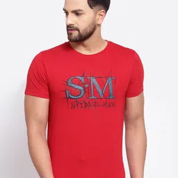 SPORTO Men Red Typography Printed Spider-Man Cotton T-shirt-picture-41