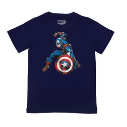Marvel by Wear Your Mind Boys Navy Blue & Red Captain America Printed T-shirt-picture-19