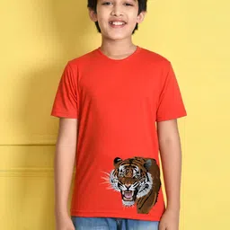NUSYL Boys Graphic Printed Round Neck Cotton T-shirt-image-98