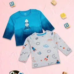 MeeMee Boys Turquoise Blue & Grey Set 2 Printed T-shirt-picture-57