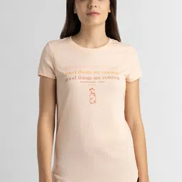 Van Heusen Round Neck Short Sleeves Typography Printed Relaxed Fit Cotton T-shirt-image-5