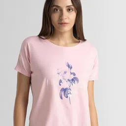 Van Heusen Women Typography Printed xl Round Neck T-shirt image 1