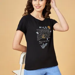 Honey by Pantaloons Round Neck Typography Printed Regular Fit Cotton T-shirt-image-97