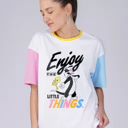 Crazymonk Tweety Printed Oversized Cotton T-shirt-picture-28