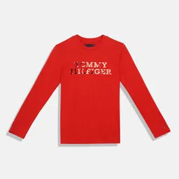 Tommy Hilfiger Boys Typography Printed Round Neck Long Sleeves Pure Cotton T-shirt-picture-34