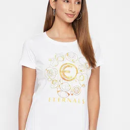 Marvel by Wear Your Mind Women White Eternals Printed Pure Cotton T-shirt-picture-21