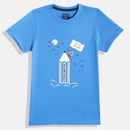 Allen Solly Junior Boys Blue & White Printed T-shirt image 1
