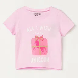 Juniors by Lifestyle Girls Typography Printed Round Neck Cotton T-shirt-picture-36