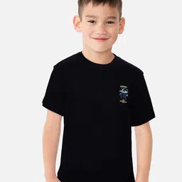 Gini and Jony Boys Black Printed T-shirt image 1