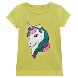A.T.U.N. Girls Yellow Unicorn Printed T-shirt-picture-52