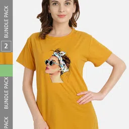 CHOZI Pack Of 2 Graphic Printed Cotton T-shirt-picture-33