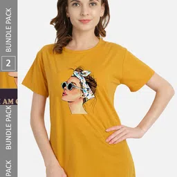 CHOZI Pack of 2 Printed Round Neck Cotton T-shirt-picture-34