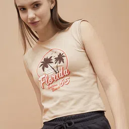 Kappa Women Graphic Printed Round Neck Cotton T-shirt-image-80