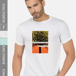 CHOZI Pack Of 2 Graphic Printed Regular Fit Cotton Casual T-shirt-picture-23