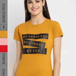 Fabflee Pack of 3 Typography Printed Cotton T-shirts-picture-48