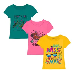CoolTees4U Girls Pack Of 3 Graphic Printed Round Neck Short Sleeves Cotton T-shirts-picture-44