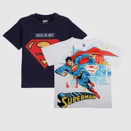 YK Justice League Boys Pack of 2 Superman Printed Round Neck Cotton Casual T-Shirt-picture-19
