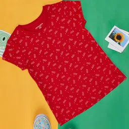 Pantaloons Junior Girls Conversational Printed Cotton T-shirt-picture-53