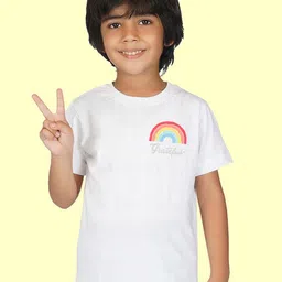 NUSYL Boys Rainbow Printed Round Neck Cotton T-shirt image 1