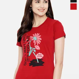 Fabflee Regular Fit Pack Of 3 Printed Round Neck Cotton T-shirt image 1