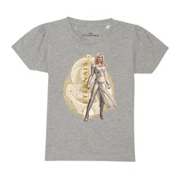 Marvel by Wear Your Mind Girls Grey Eternals Printed Pure Cotton T-shirt-picture-14