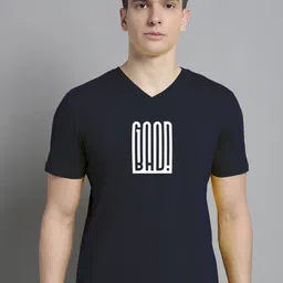 FBAR Typography Printed V-Neck Slim Fit Cotton T-shirt-image-73