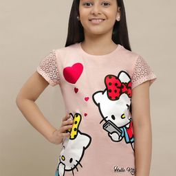 Kids Ville Girls Hello Kitty Printed Pure Cotton Tshirt-picture-13