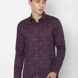 SIMON CARTER LONDON Men Purple Slim Fit Printed Pure Cotton Casual Shirt-picture-29