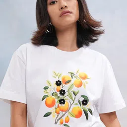 street by tokyo talkies Tokyo Talkies Women Graphic Printed Drop-Shoulder Sleeves Cotton Relaxed Fit T-shirt image 1