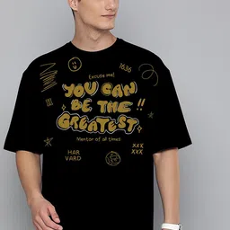 Harvard Black Typography Printed Drop-Shoulder Sleeves Cotton Oversized T-shirt-picture-41