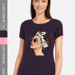 CHOZI Pack of 2 Graphic Printed Round Neck Cotton T-shirt-picture-11