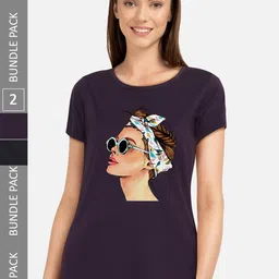 CHOZI Pack of 2 Typography Printed Cotton T-shirt-picture-34