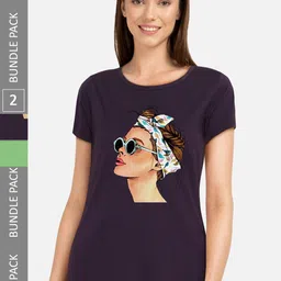 CHOZI Pack Of 2 Graphic Printed Cotton T-shirt-picture-38