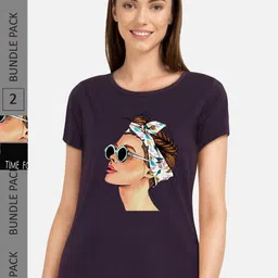 CHOZI Pack Of 2 Graphic Printed Cotton T-shirts-picture-26