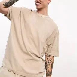 CHKOKKO Men Solid Drop-Shoulder Sleeves Oversized T-shirt-picture-50