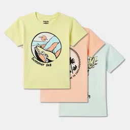R&B Boys Pack Of 3 Graphic Printed Round Neck T-shirt-picture-52
