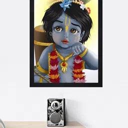 Gallery99 Blue & Black Bal Krishna Framed Wall Art image 2