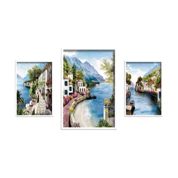 SAF White & Blue 3 Pieces Framed Nature Wall Art image 2