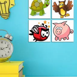 WENS Set of 4 White and brown Animals Nursery Wall Panels image 2