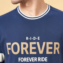 SF JEANS by Pantaloons Typography Printed Cotton Raw Edge Slim Fit T-shirt image 2