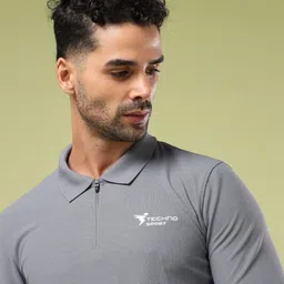 Technosport Men Polo Collar UPF50 Slim Fit T-shirt image 2