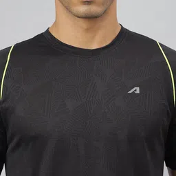 Alcis Men Jacquard Mesh Anti-Static Slim-Fit Round Neck Training T-Shirt image 2